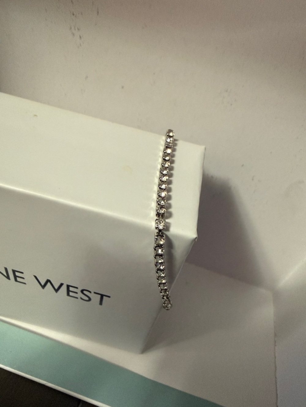 Nine West Silver Clear Rhinestone Line Bracelet View 2